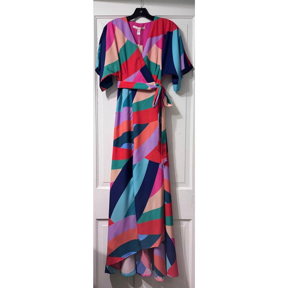 NWT Hutch Gemma Colorful Abstract Wrap Maxi Dress Size S - Picture 3 of 15